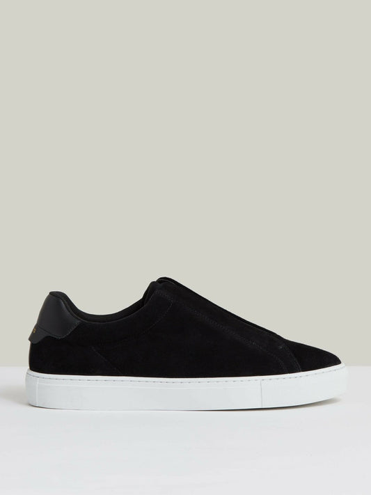 Suede Slip-On Elasticated Trainers Black | Men