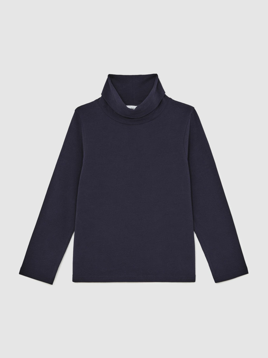 13-14 yrs Cotton-Jersey Roll-Neck Top with Stretch Navy | Children & Baby