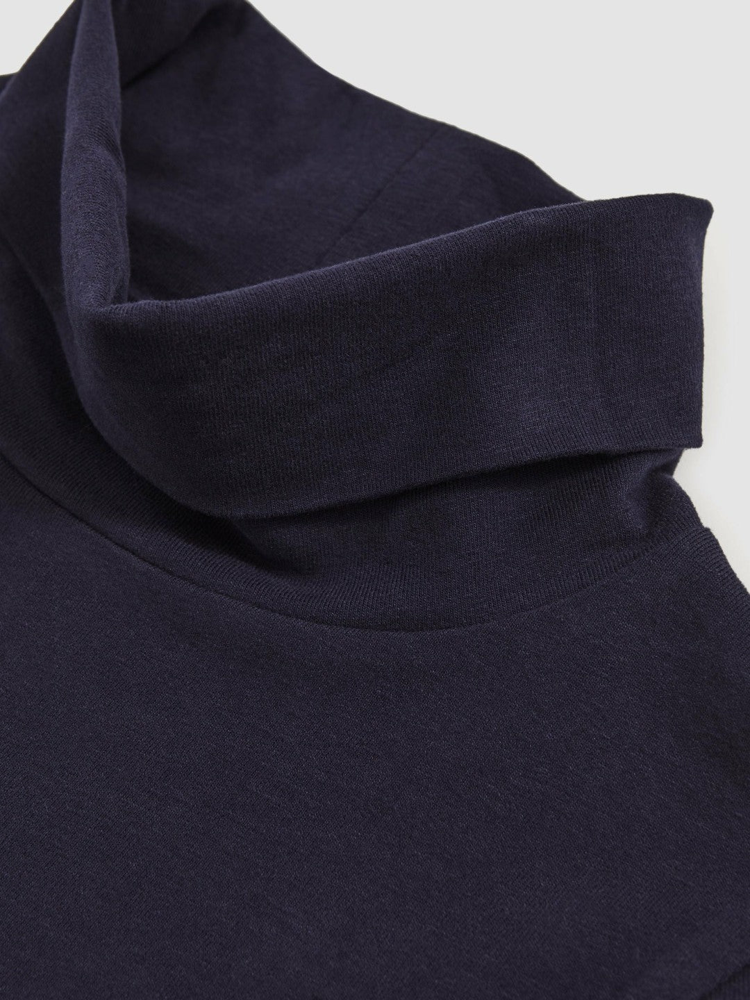 13-14 yrs Cotton-Jersey Roll-Neck Top with Stretch Navy | Children & Baby