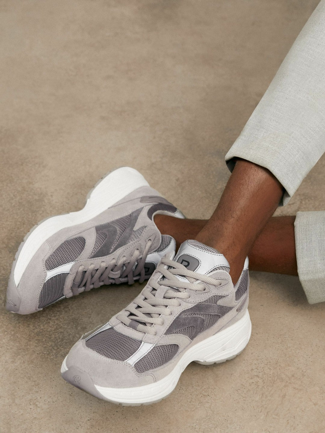 Panelled Running Trainers Grey | Men
