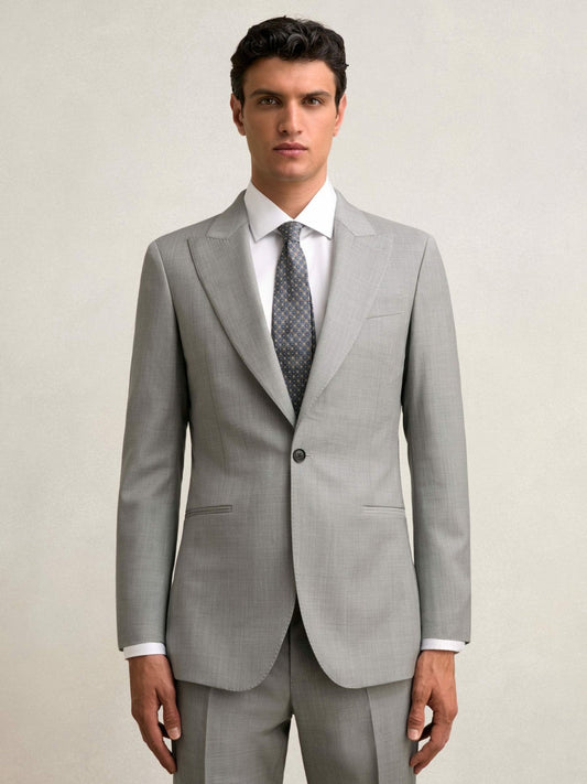 Slim-Fit Wool Single Breasted Suit Blazer Mid Grey | Men