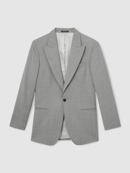 Slim-Fit Wool Single Breasted Suit Blazer Mid Grey | Men