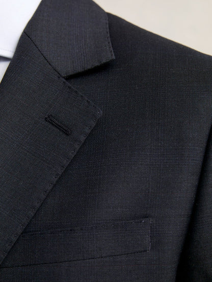 Slim-Fit Wool Single Breasted Check Suit Blazer Navy | Men
