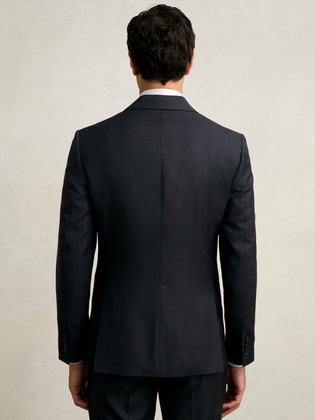 Slim-Fit Wool Single Breasted Check Suit Blazer Navy | Men