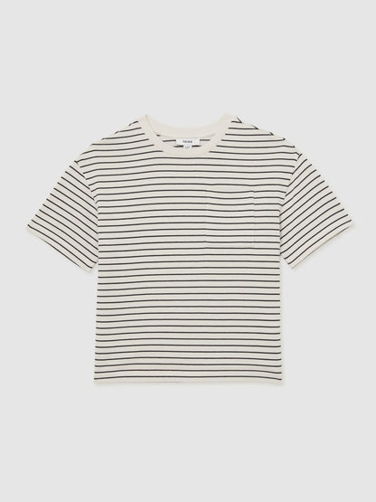 13-14 yrs Cotton-Blend Stripe T-Shirt White/Navy | Children & Baby