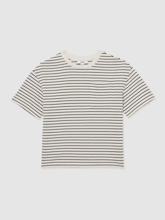 13-14 yrs Cotton-Blend Stripe T-Shirt White/Navy | Children & Baby