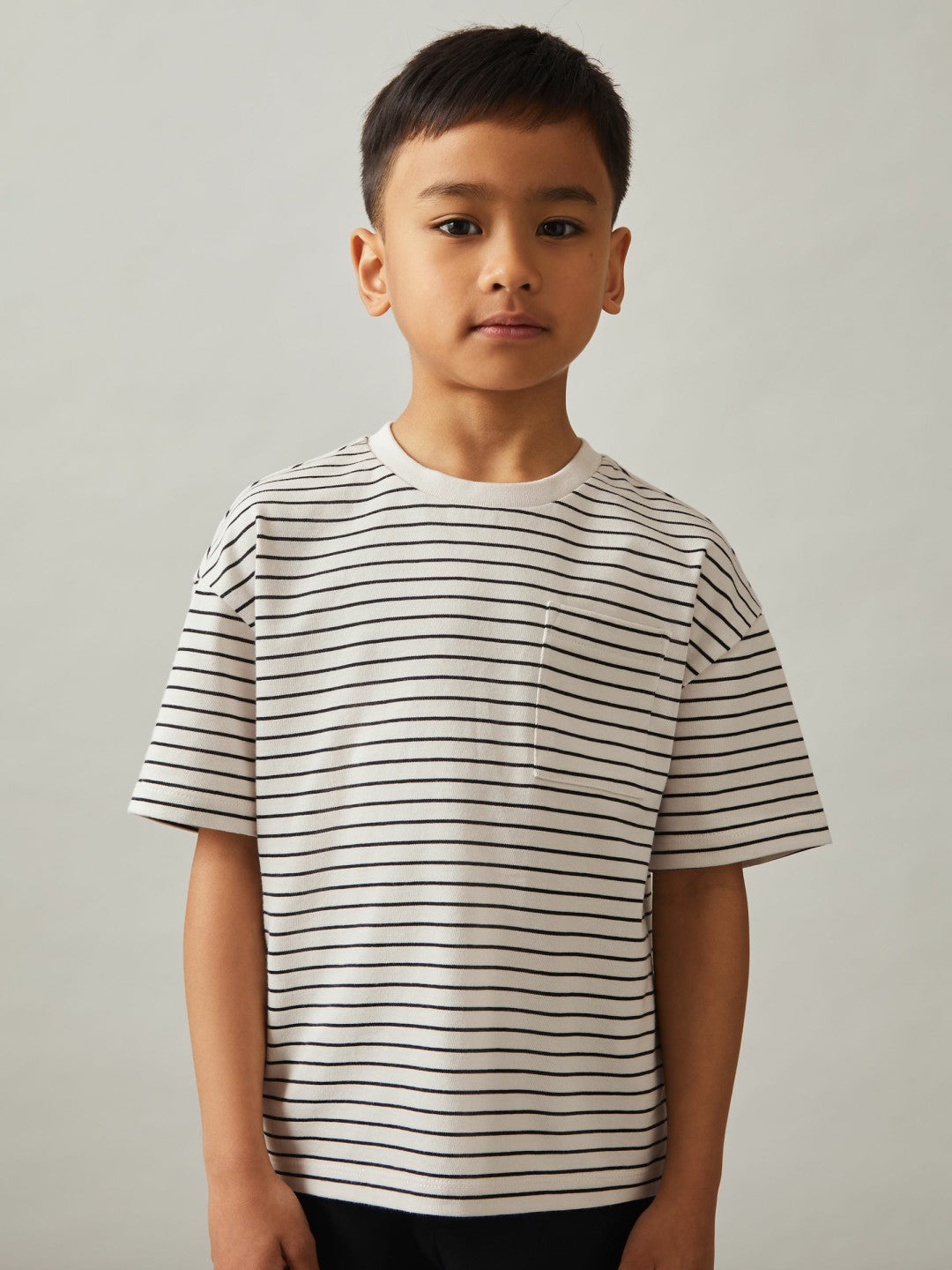 13-14 yrs Cotton-Blend Stripe T-Shirt White/Navy | Children & Baby