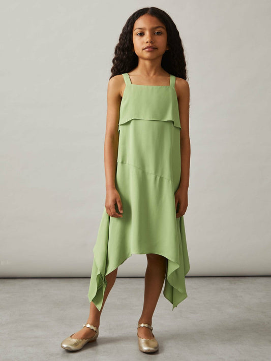 13-14 yrs Handkerchief-Hem Sleeveless Dress Green | Children & Baby