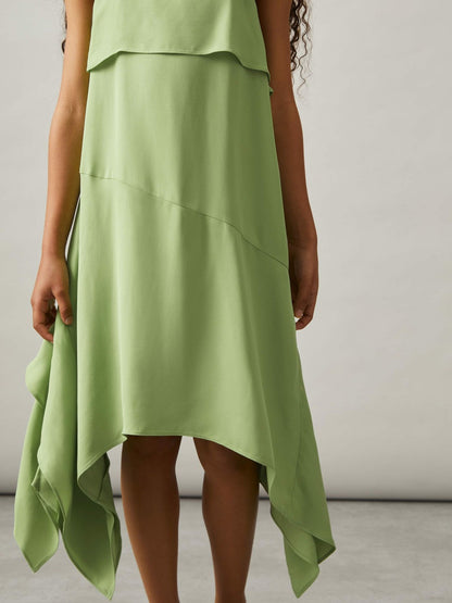 13-14 yrs Handkerchief-Hem Sleeveless Dress Green | Children & Baby