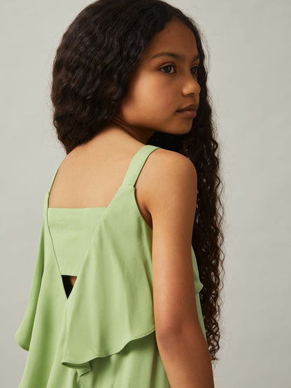 13-14 yrs Handkerchief-Hem Sleeveless Dress Green | Children & Baby