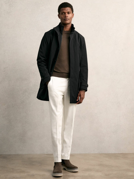 Hybrid Removable-Gilet Overcoat Black | Men