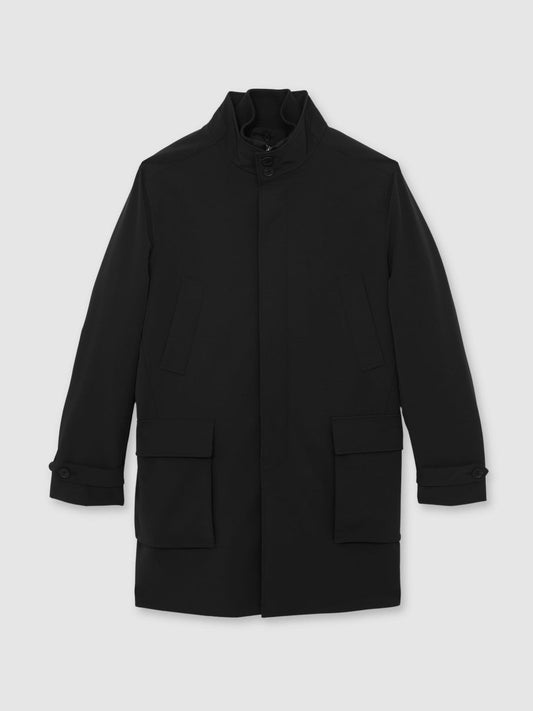 Hybrid Removable-Gilet Overcoat Black | Men