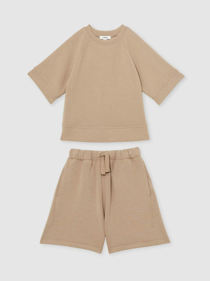 3-9 yrs Modal-Blend Sweatshirt And Shorts Set Mink | Children & Baby