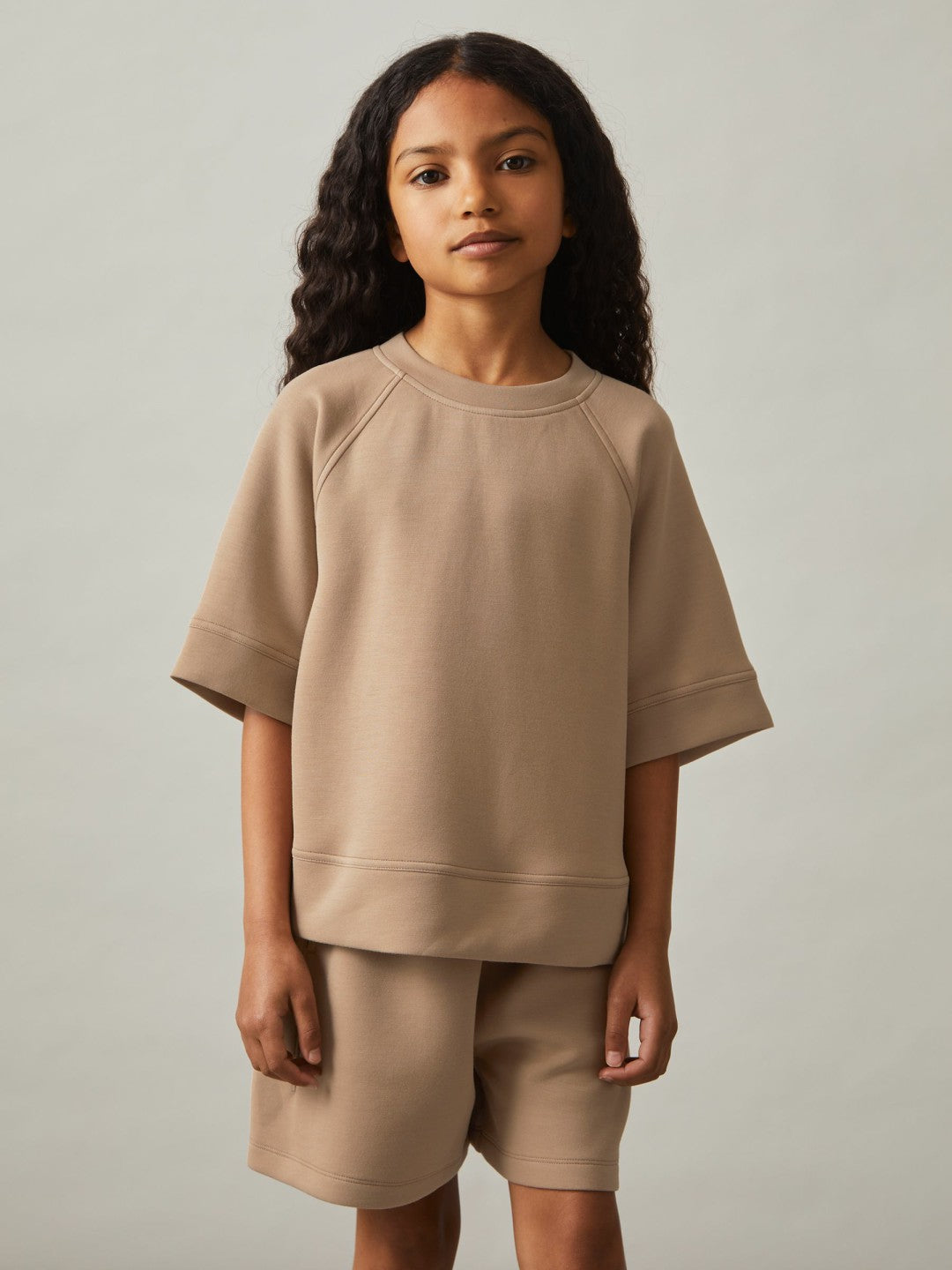 3-9 yrs Modal-Blend Sweatshirt And Shorts Set Mink | Children & Baby