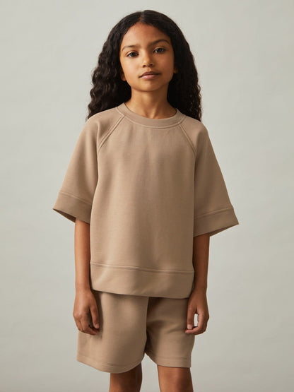 3-9 yrs Modal-Blend Sweatshirt And Shorts Set Mink | Children & Baby