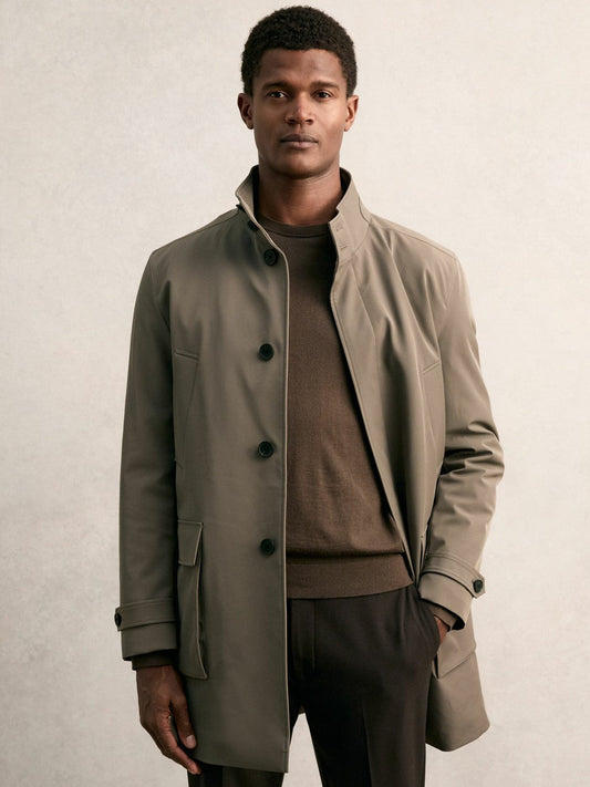Hybrid Removable-Gilet Overcoat Mushroom Brown | Men