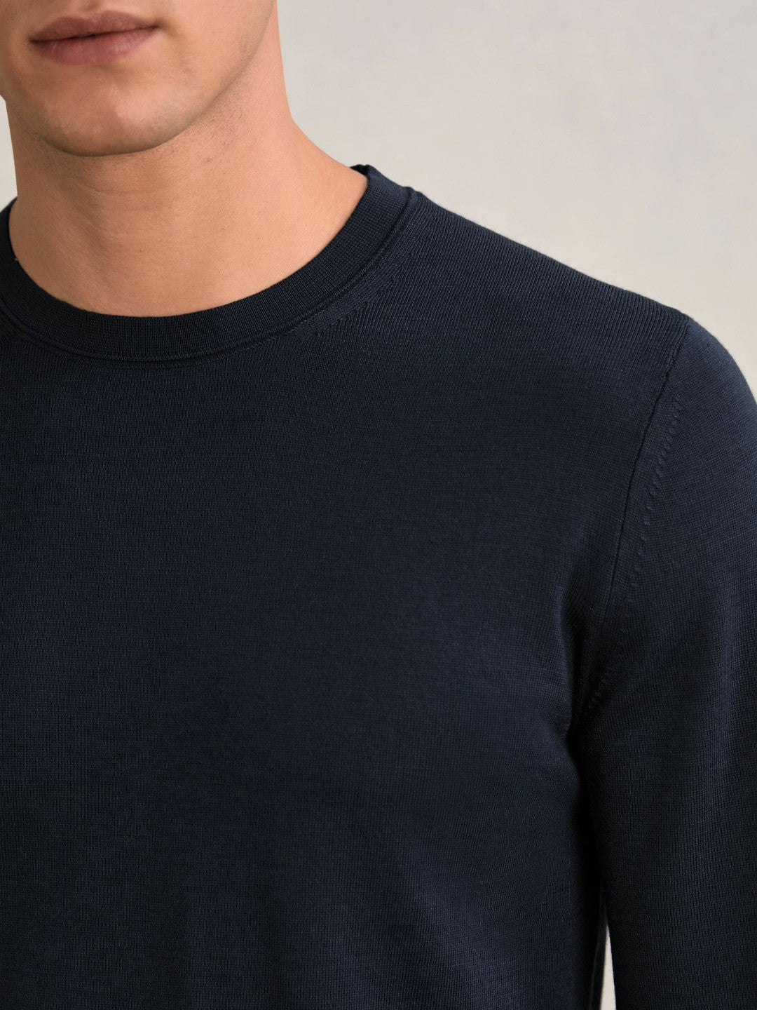 Merino Wool Crew Neck Jumper Midnight Navy | Men