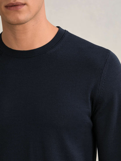 Merino Wool Crew Neck Jumper Midnight Navy | Men