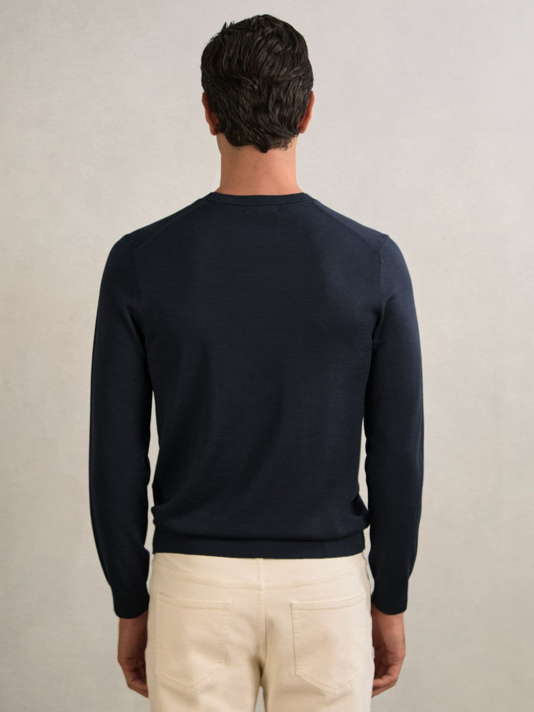 Merino Wool Crew Neck Jumper Midnight Navy | Men