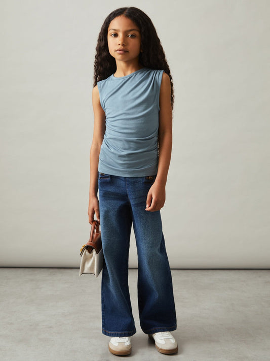 3-9 yrs Ruched Jersey Vest Blue | Children & Baby