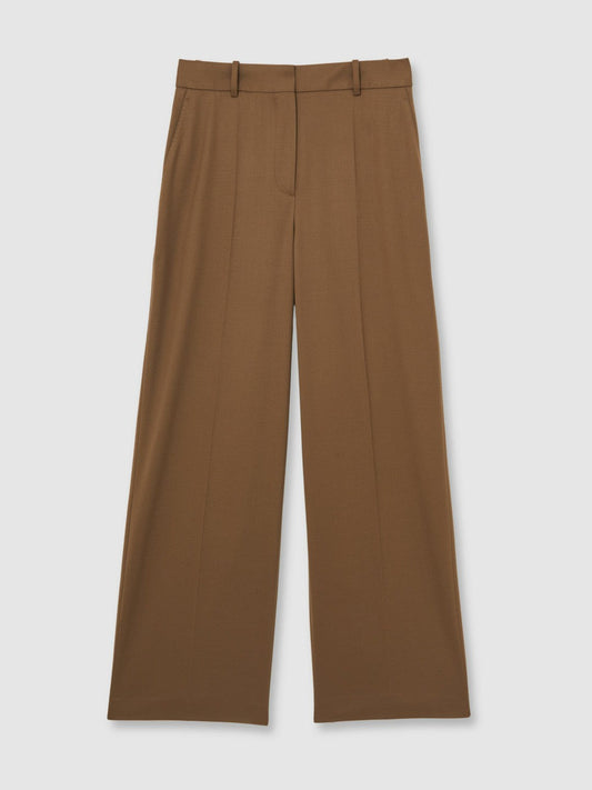 Wool-Blend Wide-Leg Suit Trousers Tan | Women