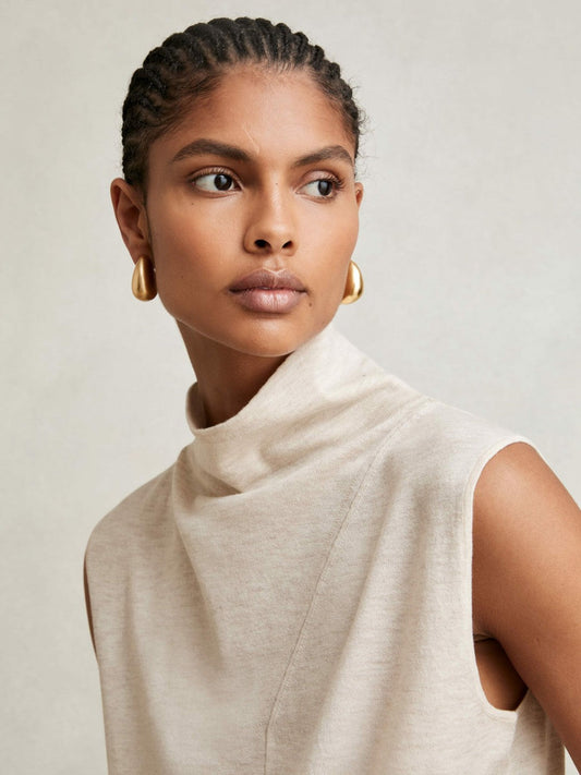 Wool Slouched Sleeveless Top Stone Neutral | Women
