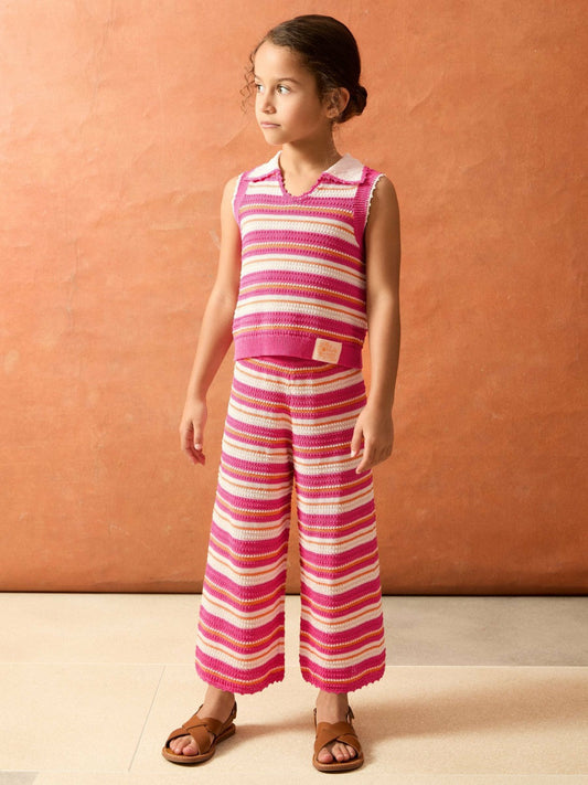 4-9 yrs SmileyWorld Stripe Knit Trousers Pink | Children & Baby