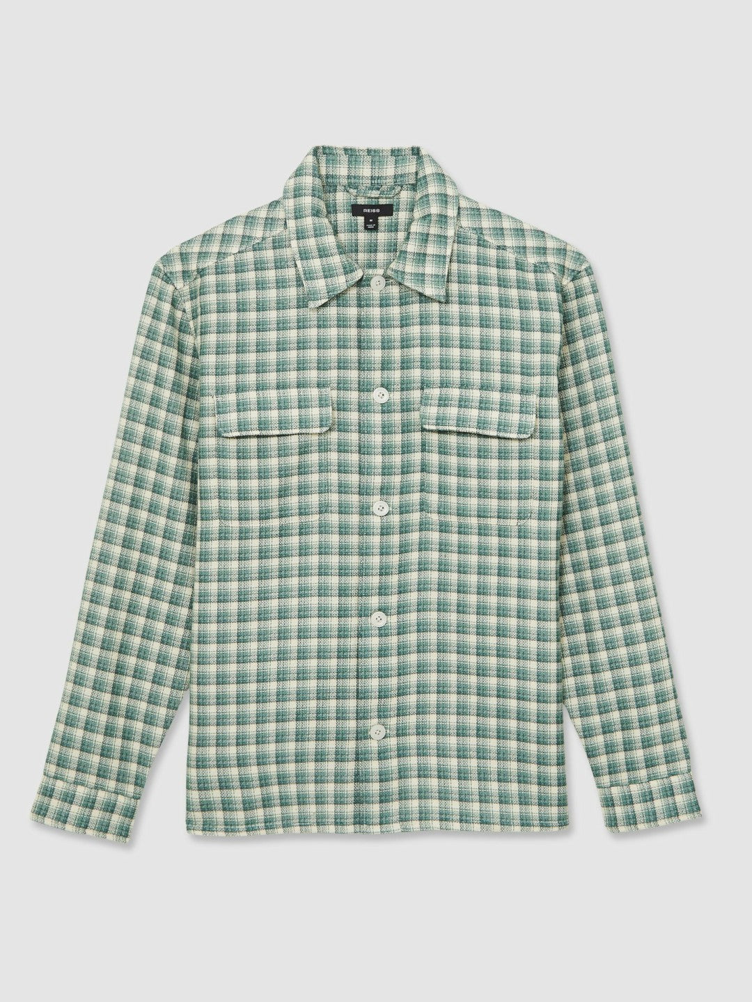 Woven Check Twin Pocket Overshirt Green Multi | Men
