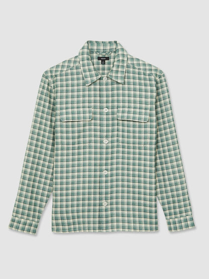 Woven Check Twin Pocket Overshirt Green Multi | Men