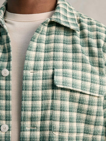 Woven Check Twin Pocket Overshirt Green Multi | Men