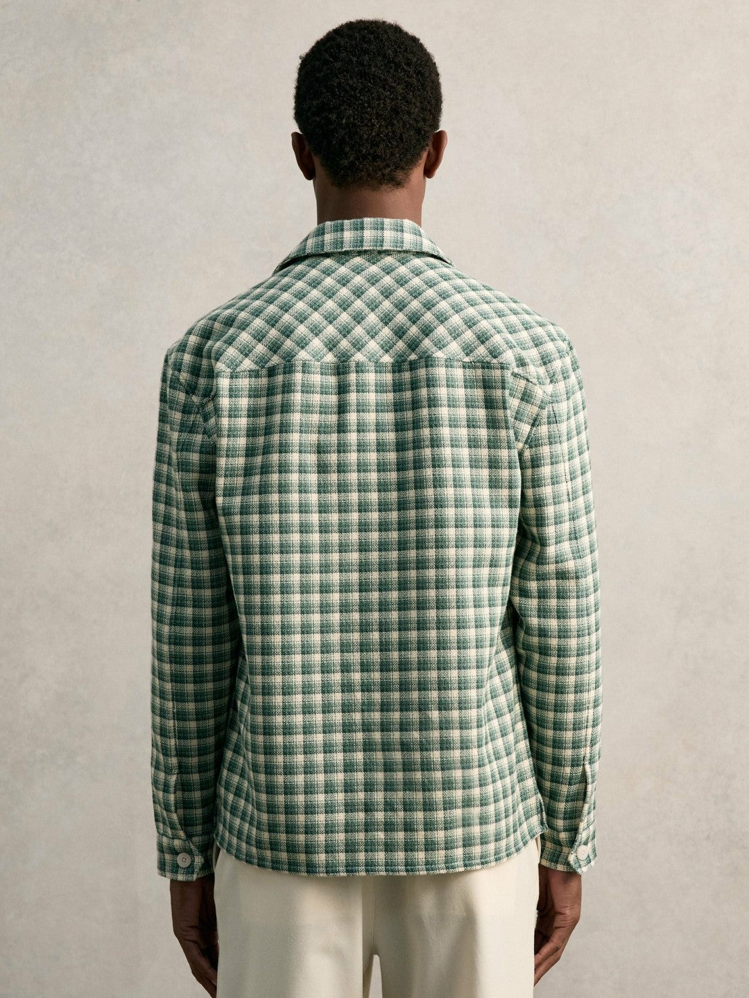 Woven Check Twin Pocket Overshirt Green Multi | Men