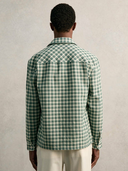 Woven Check Twin Pocket Overshirt Green Multi | Men