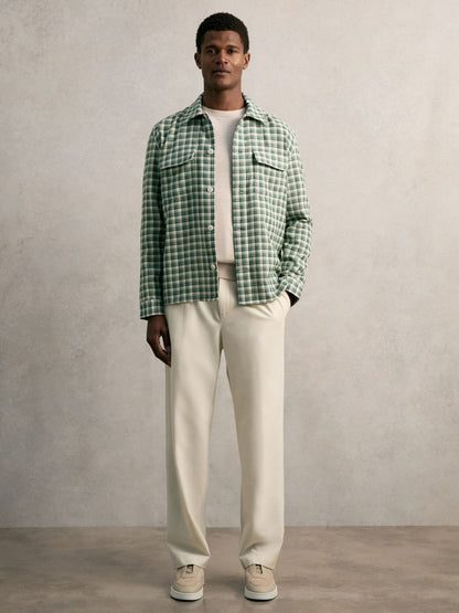 Woven Check Twin Pocket Overshirt Green Multi | Men