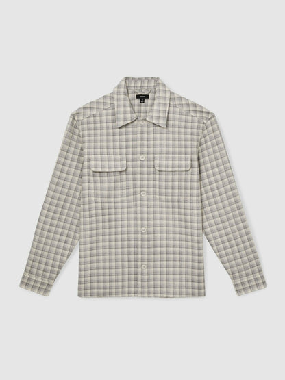 Woven Check Twin Pocket Overshirt Light Grey | Men