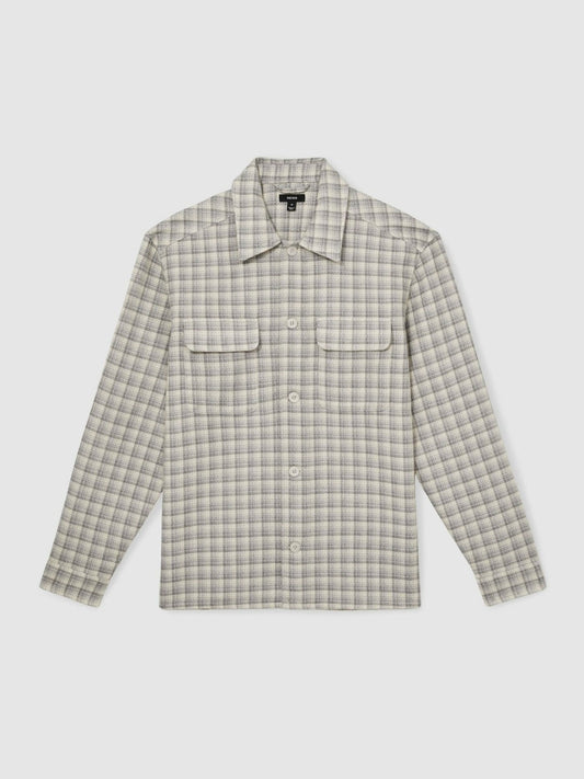 Woven Check Twin Pocket Overshirt Light Grey | Men