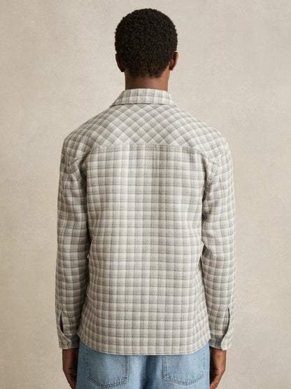 Woven Check Twin Pocket Overshirt Light Grey | Men