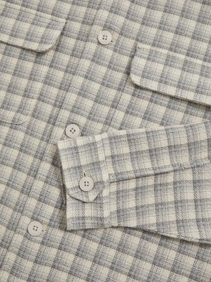 Woven Check Twin Pocket Overshirt Light Grey | Men