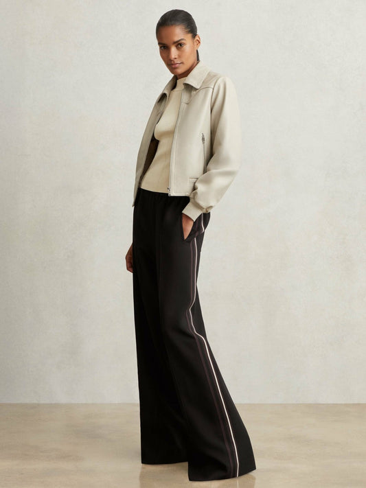 Petite Side-Stripe Wide-Leg Trousers Black | Women