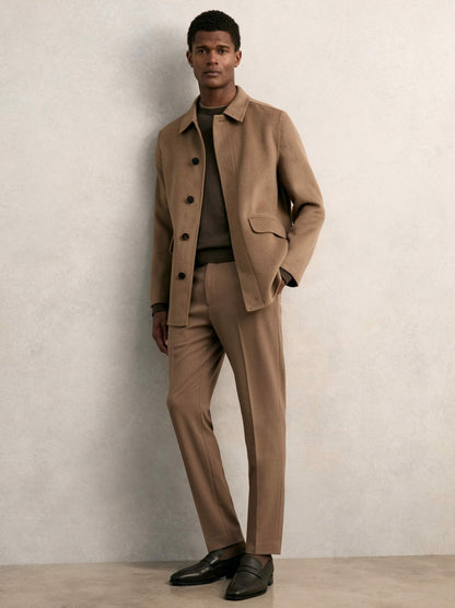 Wool Blend Double Face Button Jacket Brown | Men