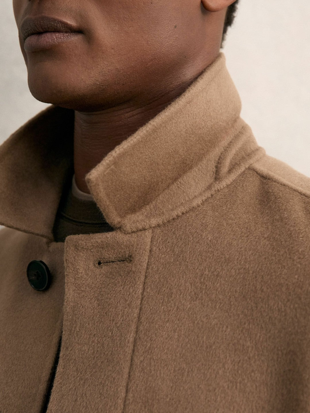 Wool Blend Double Face Button Jacket Brown | Men