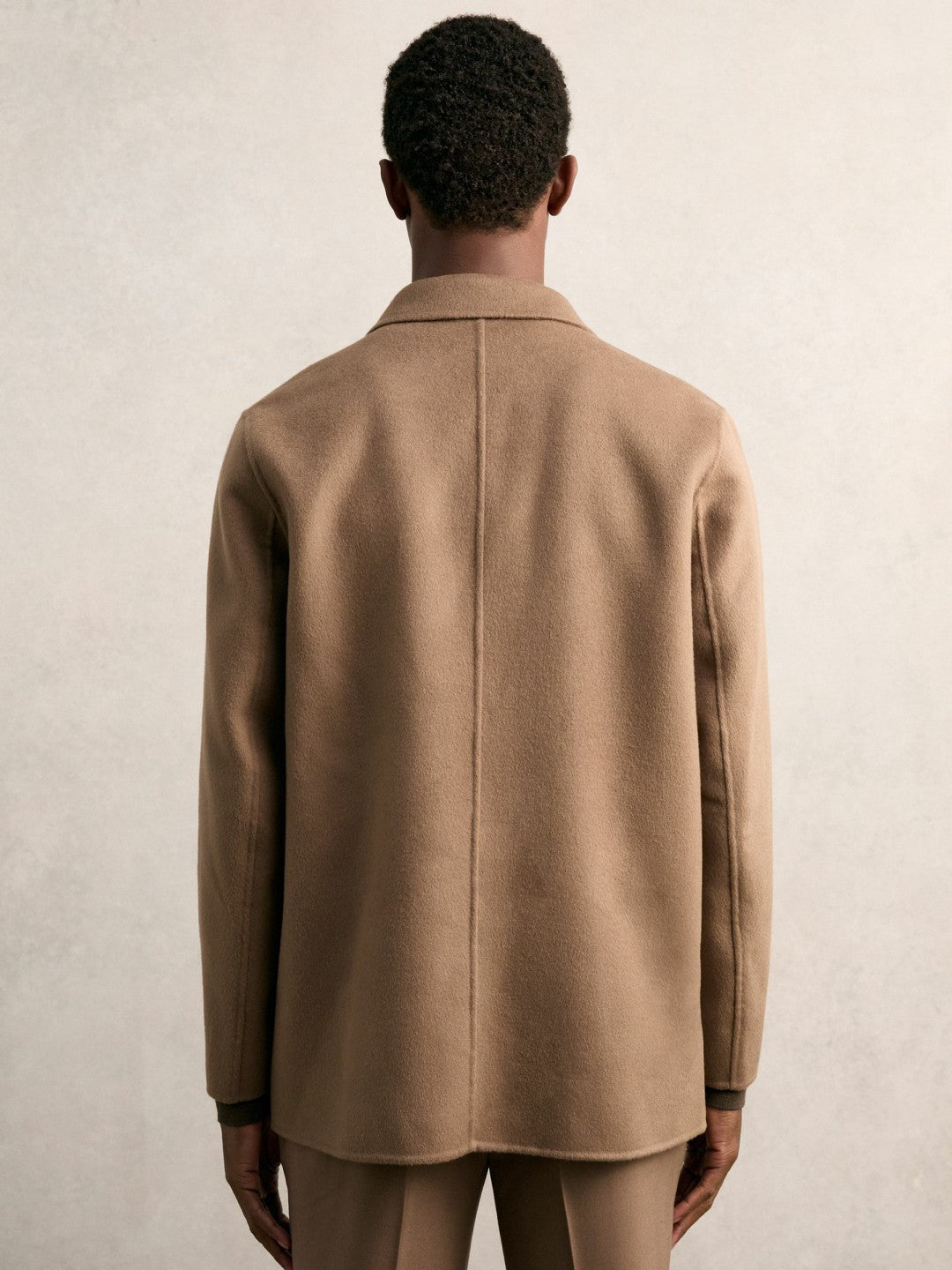 Wool Blend Double Face Button Jacket Brown | Men