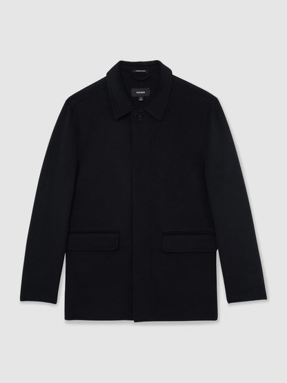 Wool Blend Double Face Button Jacket Navy | Men