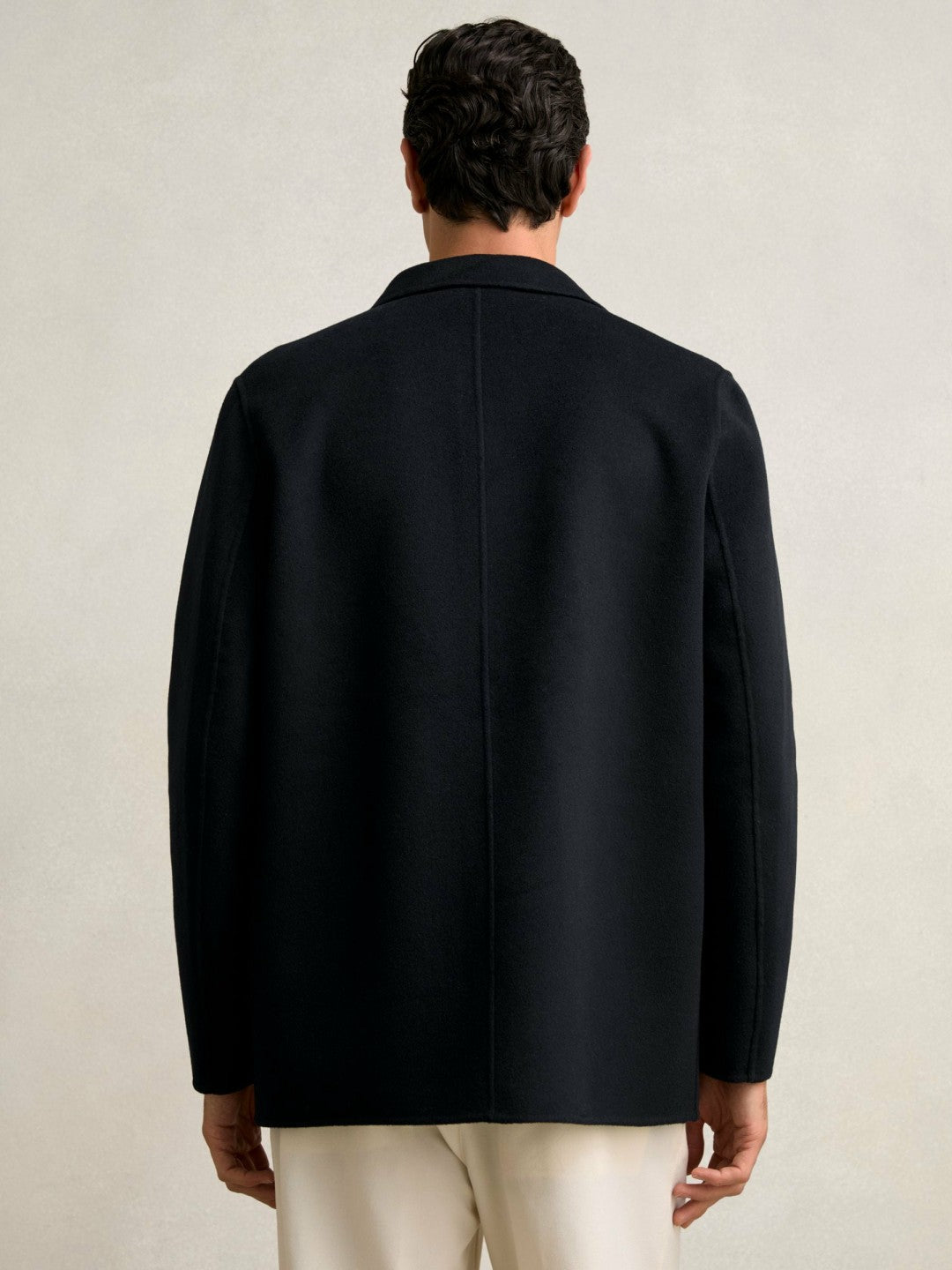 Wool Blend Double Face Button Jacket Navy | Men