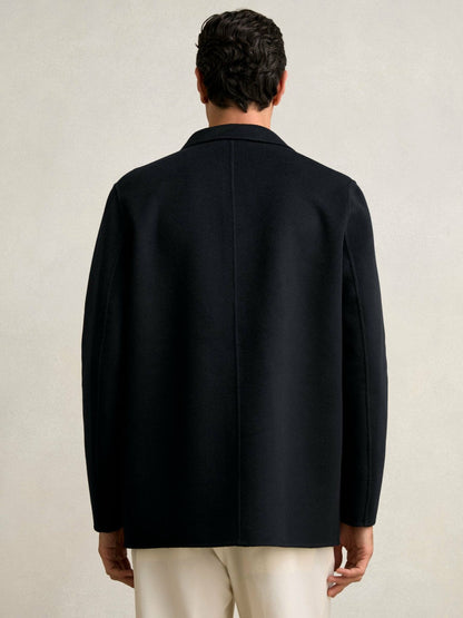 Wool Blend Double Face Button Jacket Navy | Men