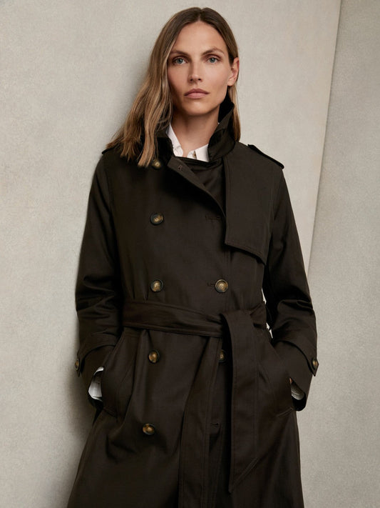 Petite Hooded Insert Trench Coat Chocolate Brown | Women