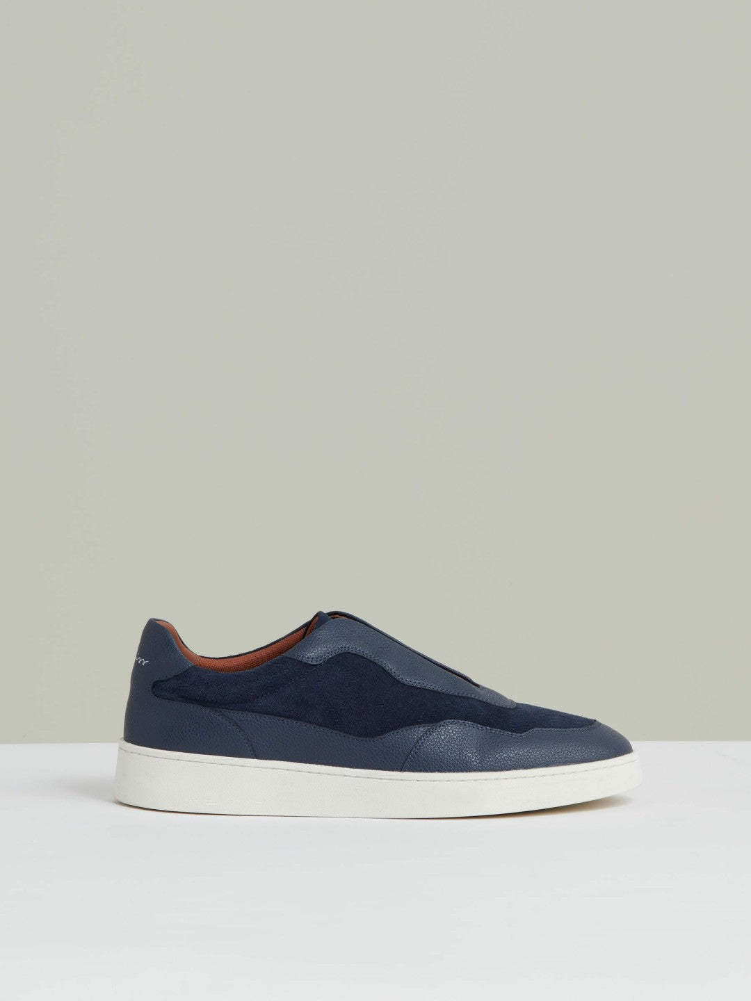 Leather Elasticated-Lace Trainers Navy Blue | Men