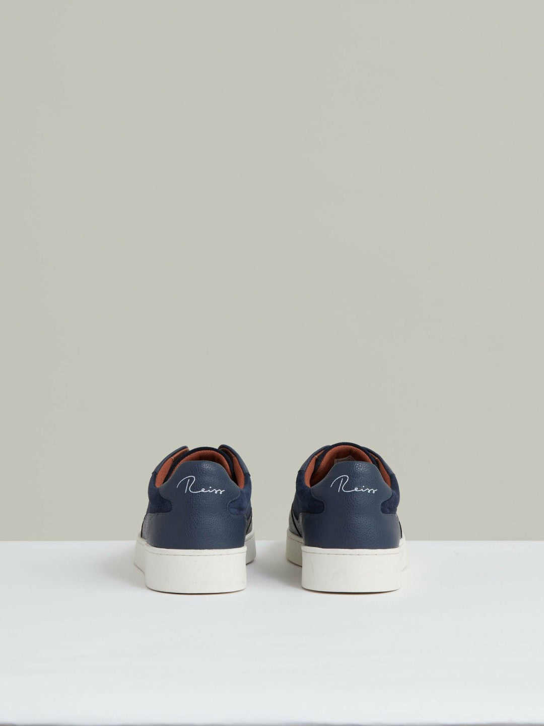 Leather Elasticated-Lace Trainers Navy Blue | Men