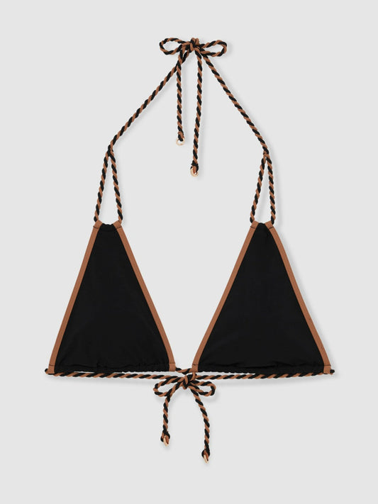 Triangle Twist-Strap Bikini Top Black/Brown | Women