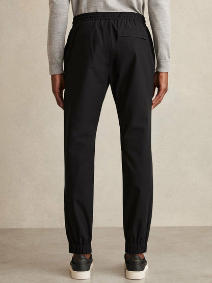 Drawstring Technical Cuffed Trousers Black | Men