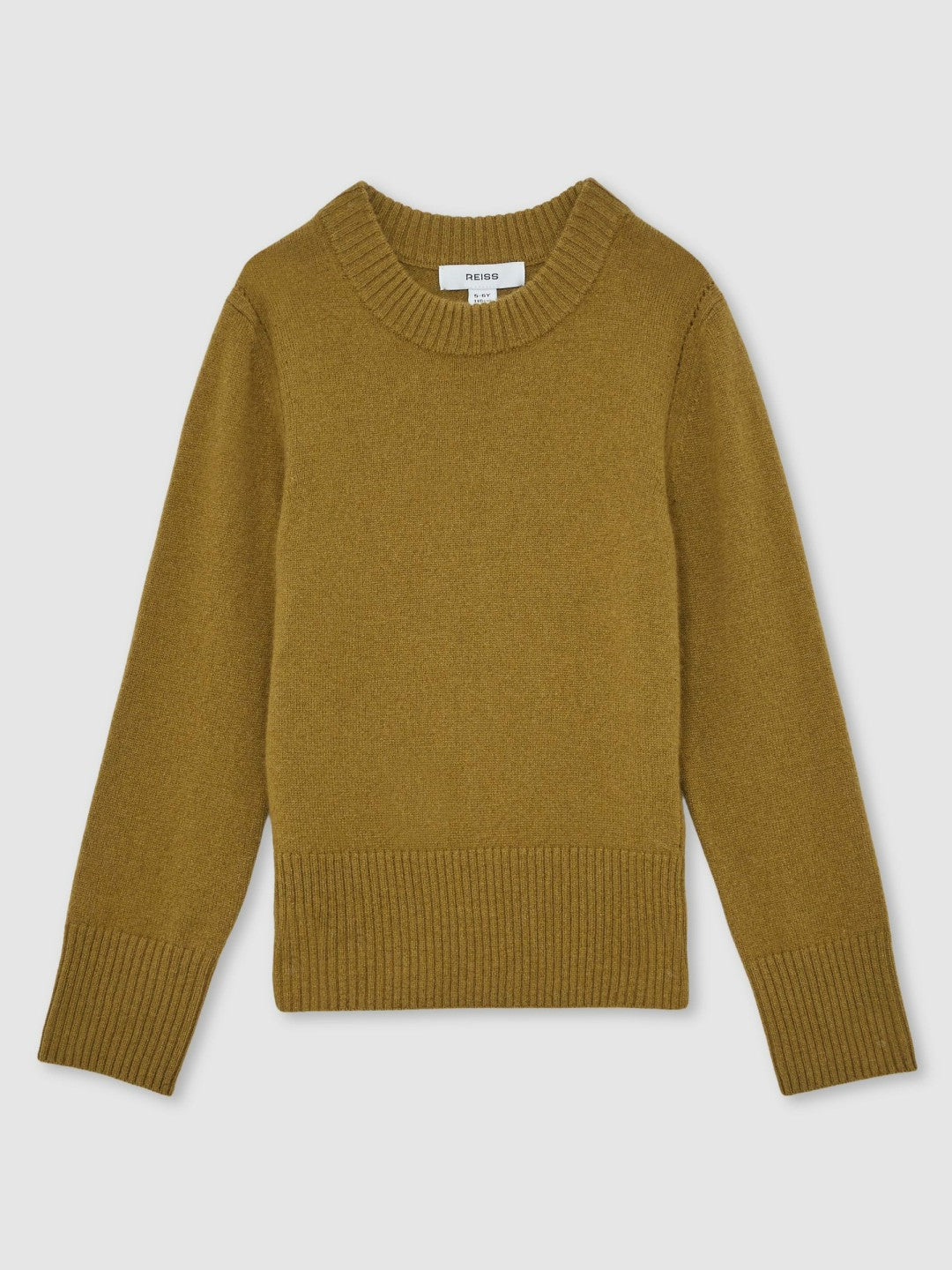 13-14 yrs Wool-Blend Open-Stitch Jumper with Cashmere Khaki Green | Children & Baby